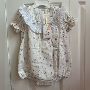 NWT BellBird floral smocked ruffle bubble